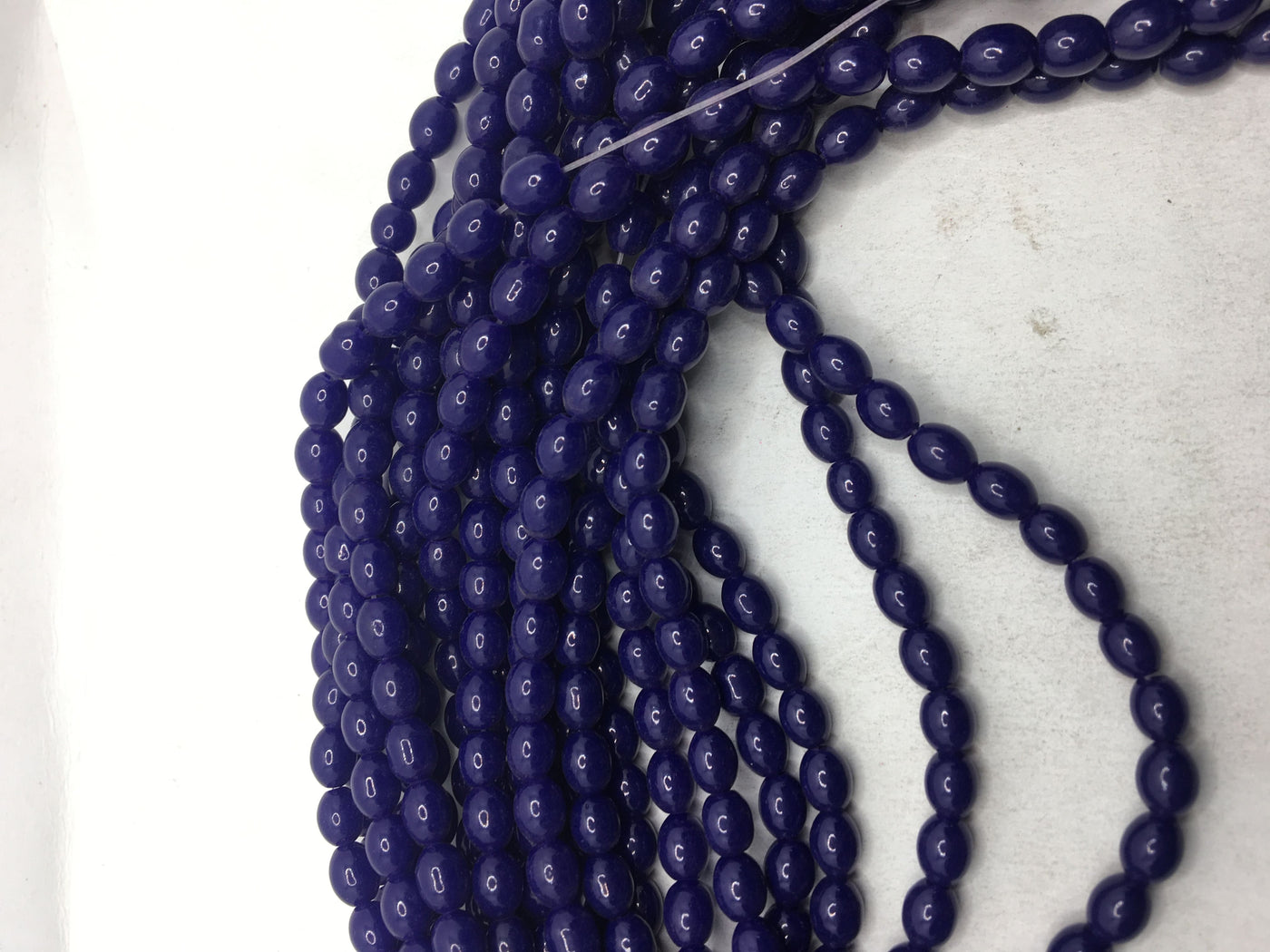 Dark Blue Oval Glass Beads