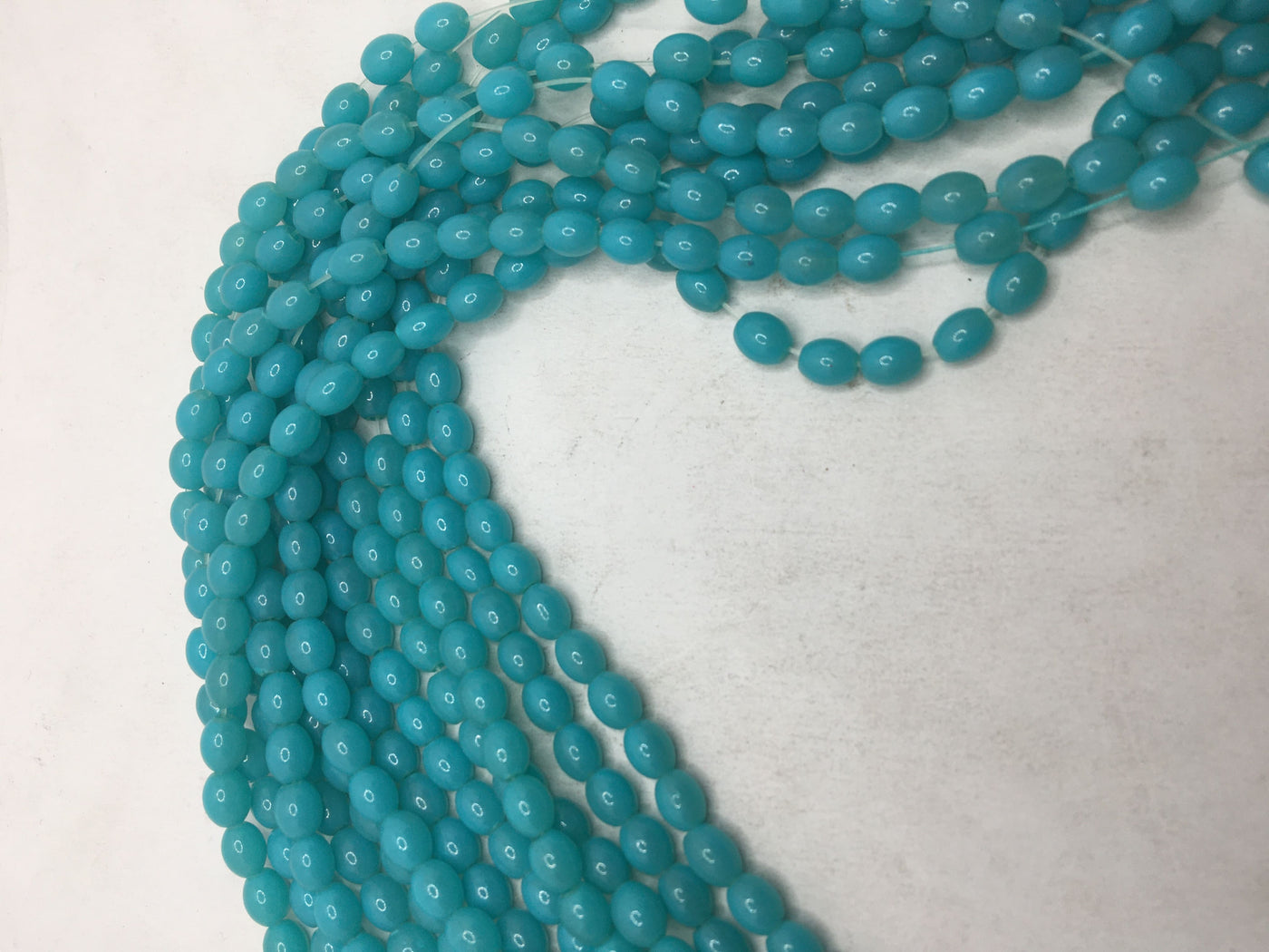 Light Blue Oval Glass Beads