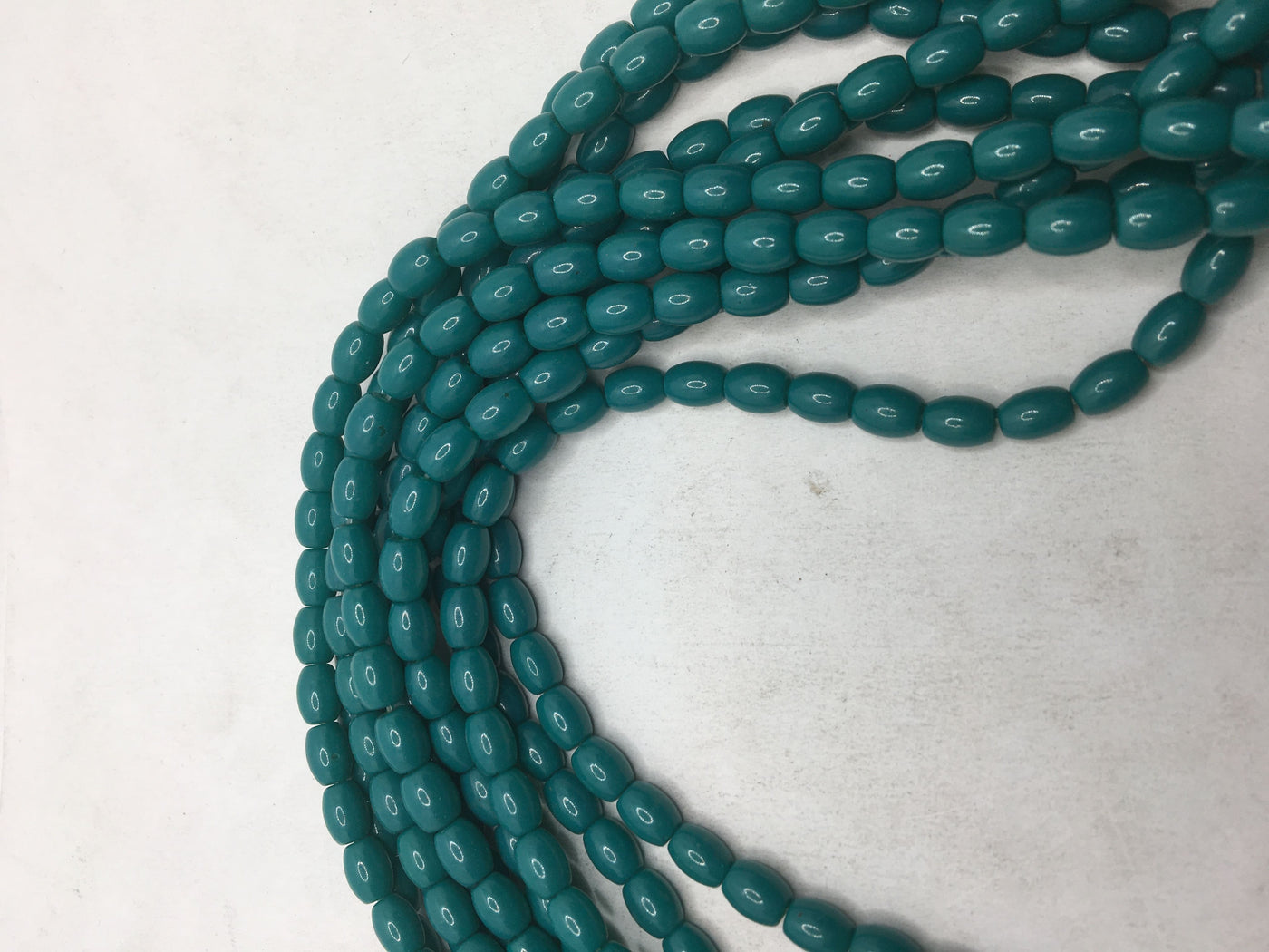 Teal Oval Glass Beads