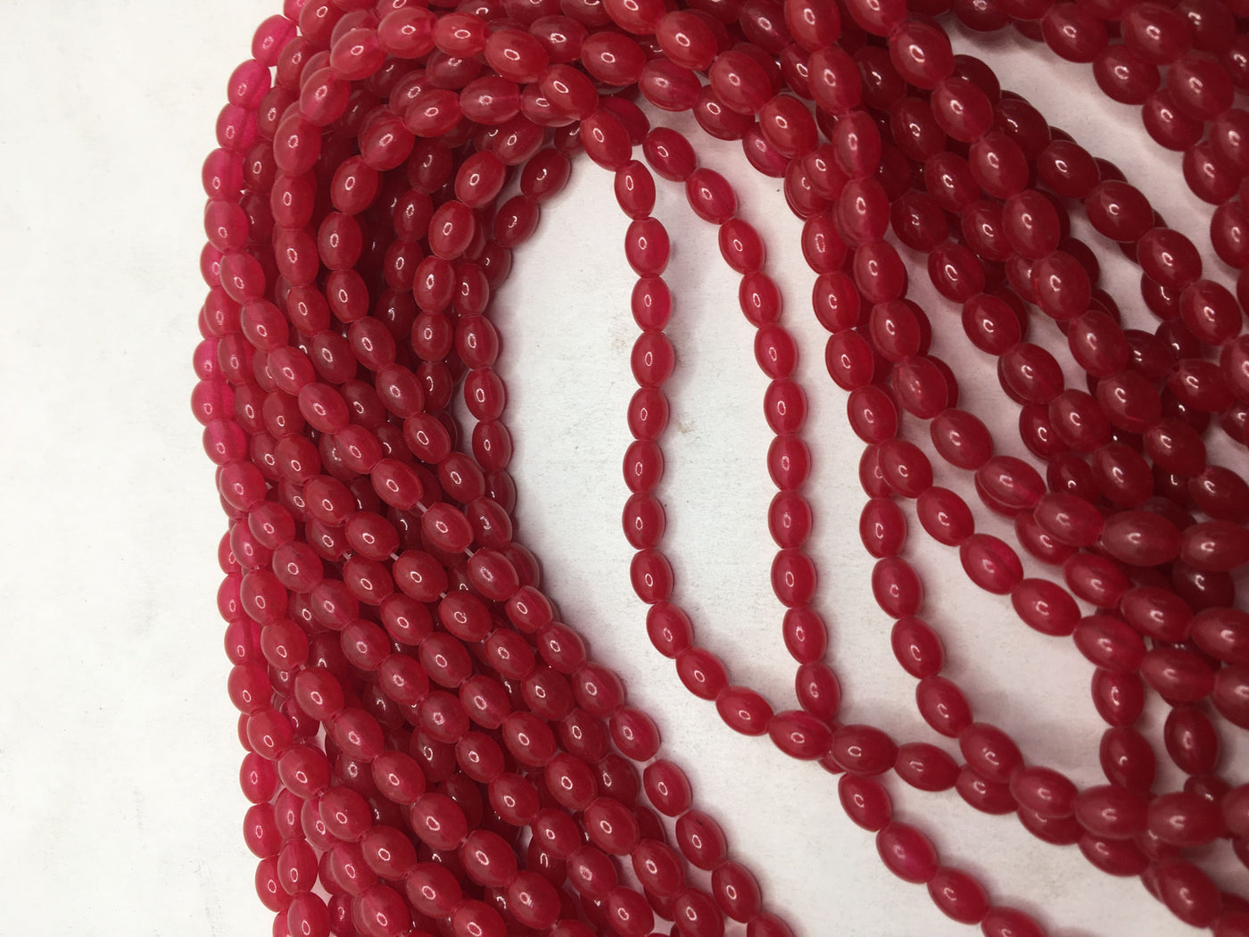 Dark Red Oval Glass Beads