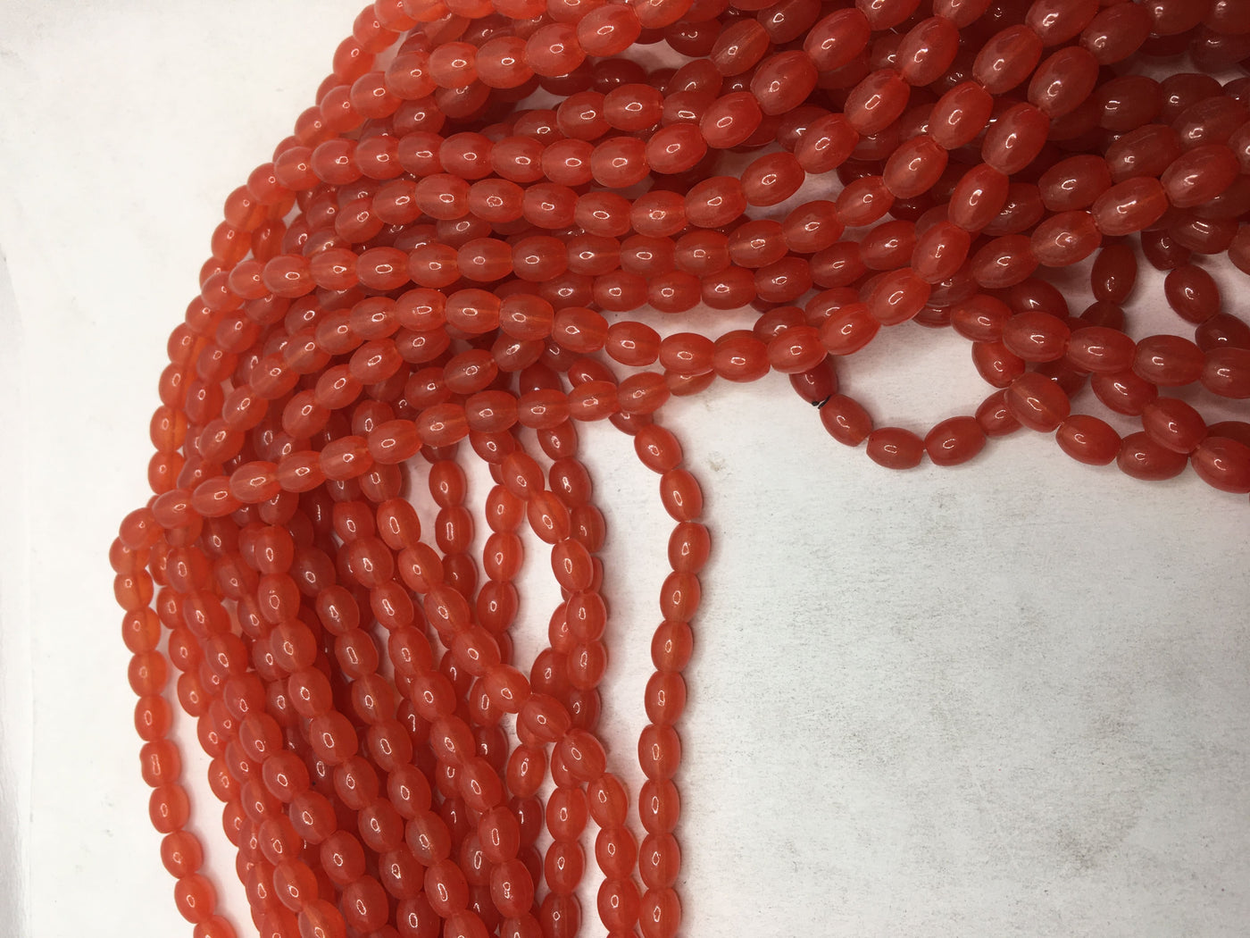 Dark Orange Oval Glass Beads