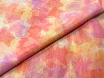 Multicolor Abstract Printed Organza Fabric