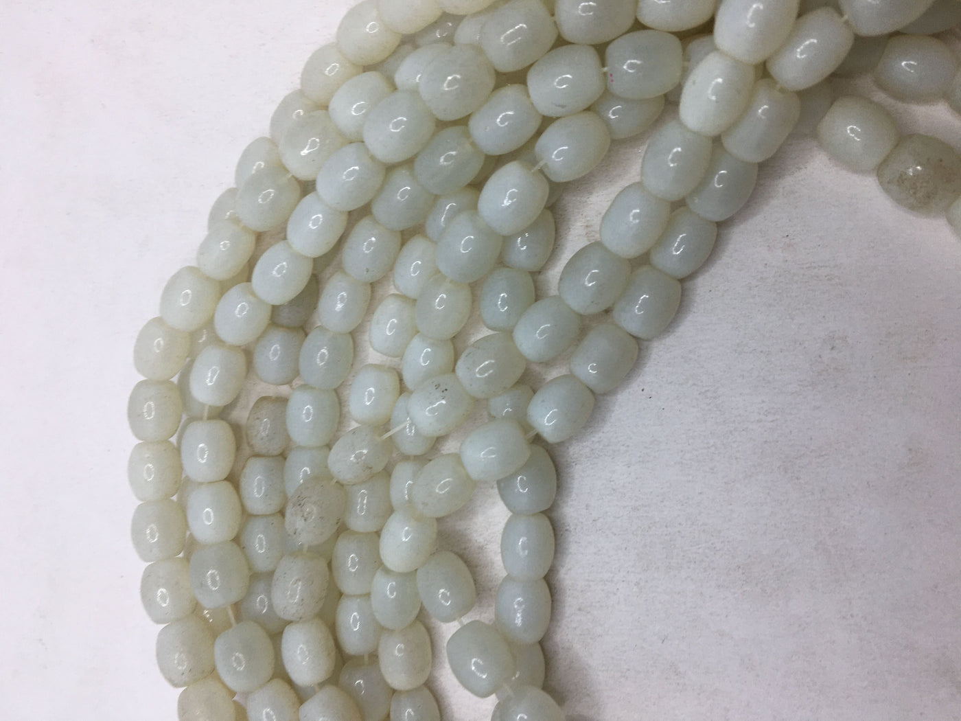 White Oval Glass Beads