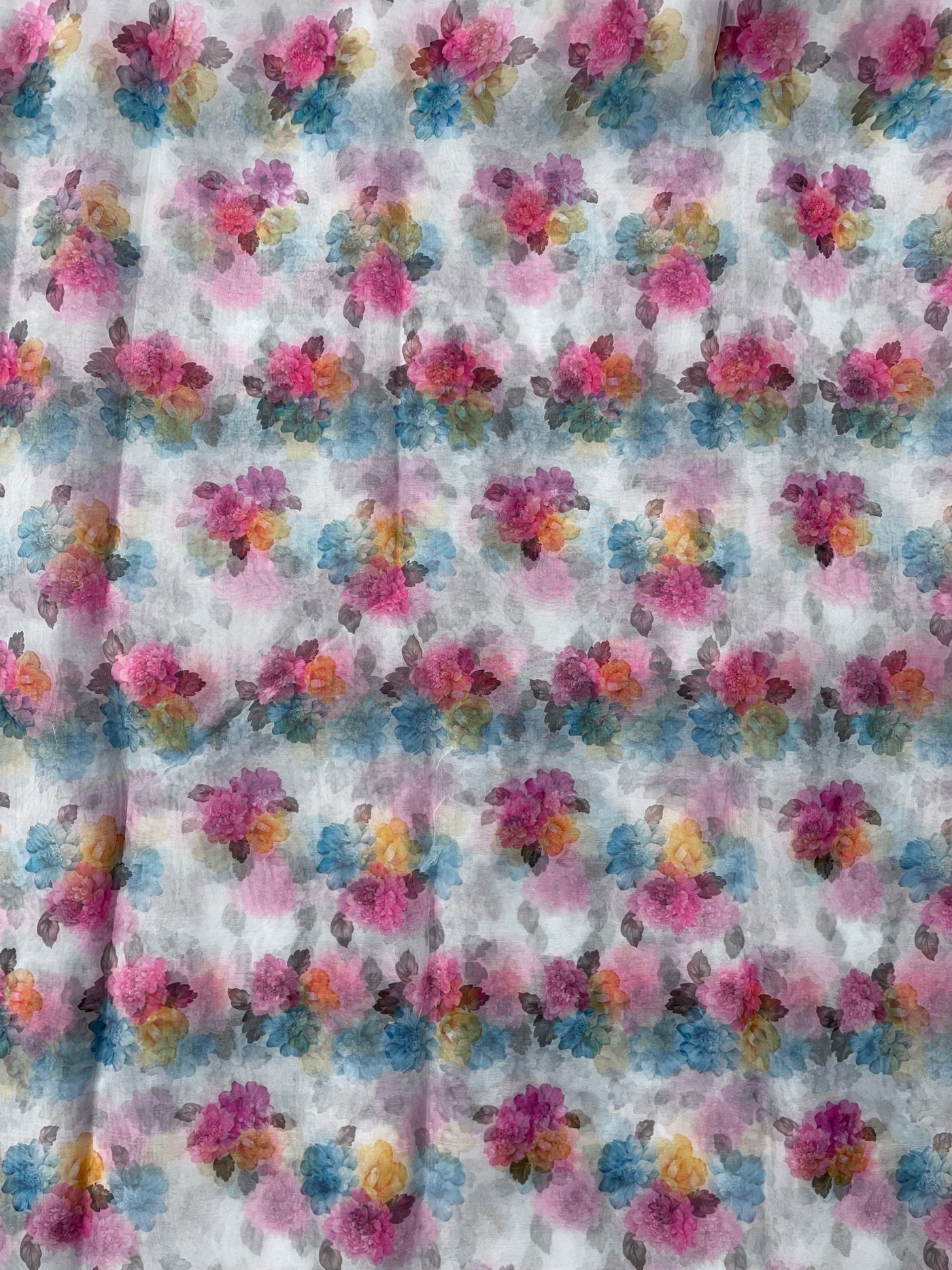 Multicolor Floral Printed Organza Fabric