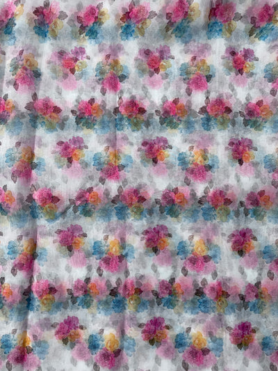 Multicolor Floral Printed Organza Fabric