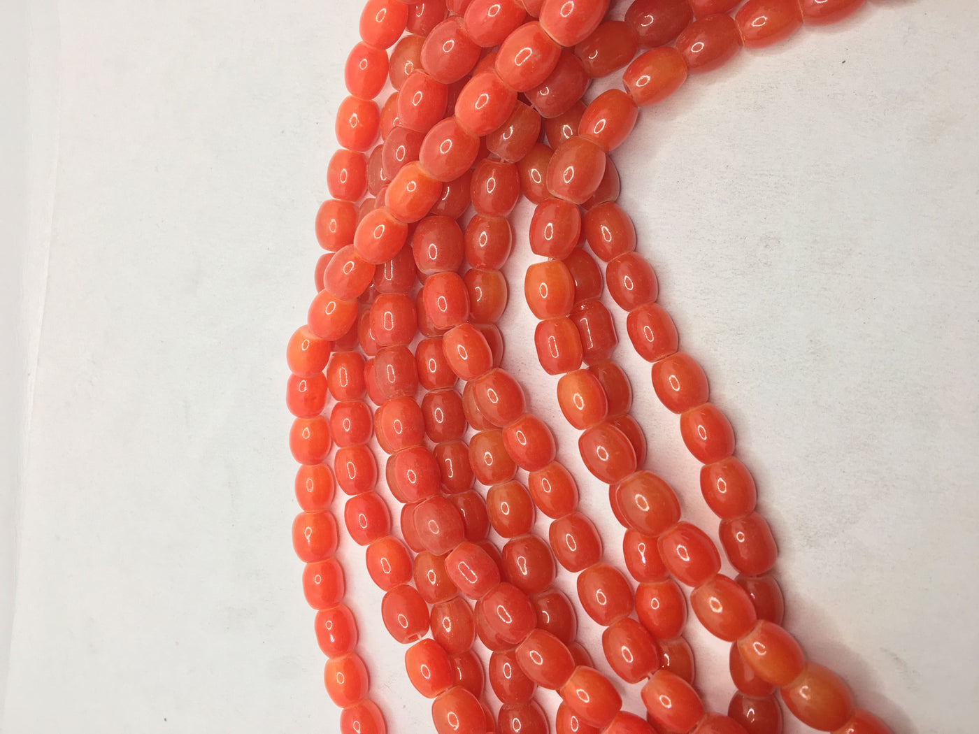 Dark Orange Oval Glass Beads