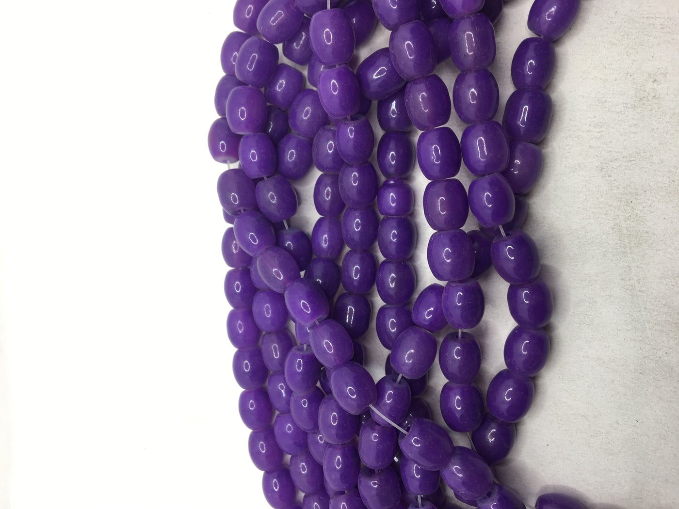 Purple Oval Glass Beads