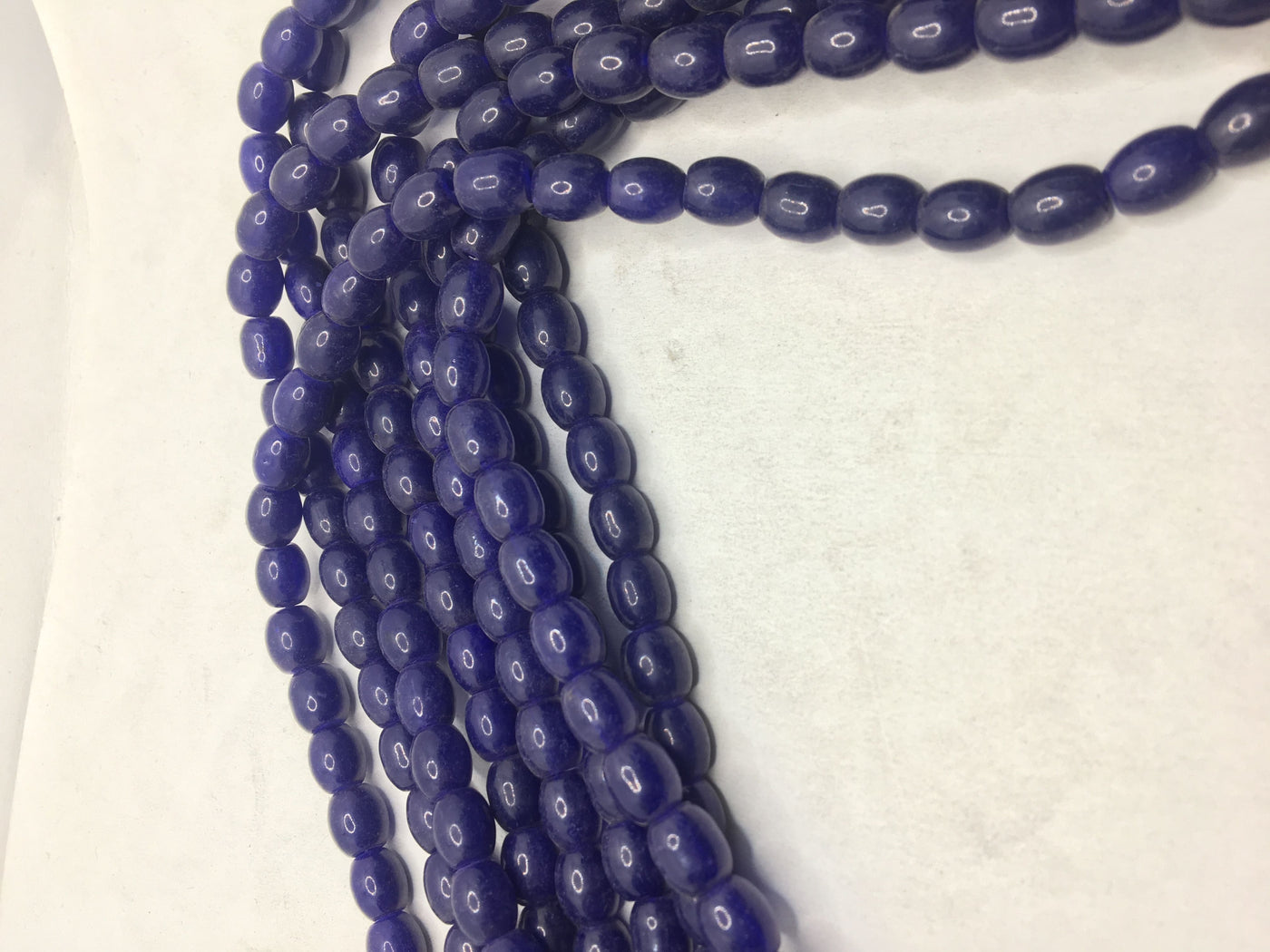 Deep Blue Oval Glass Beads