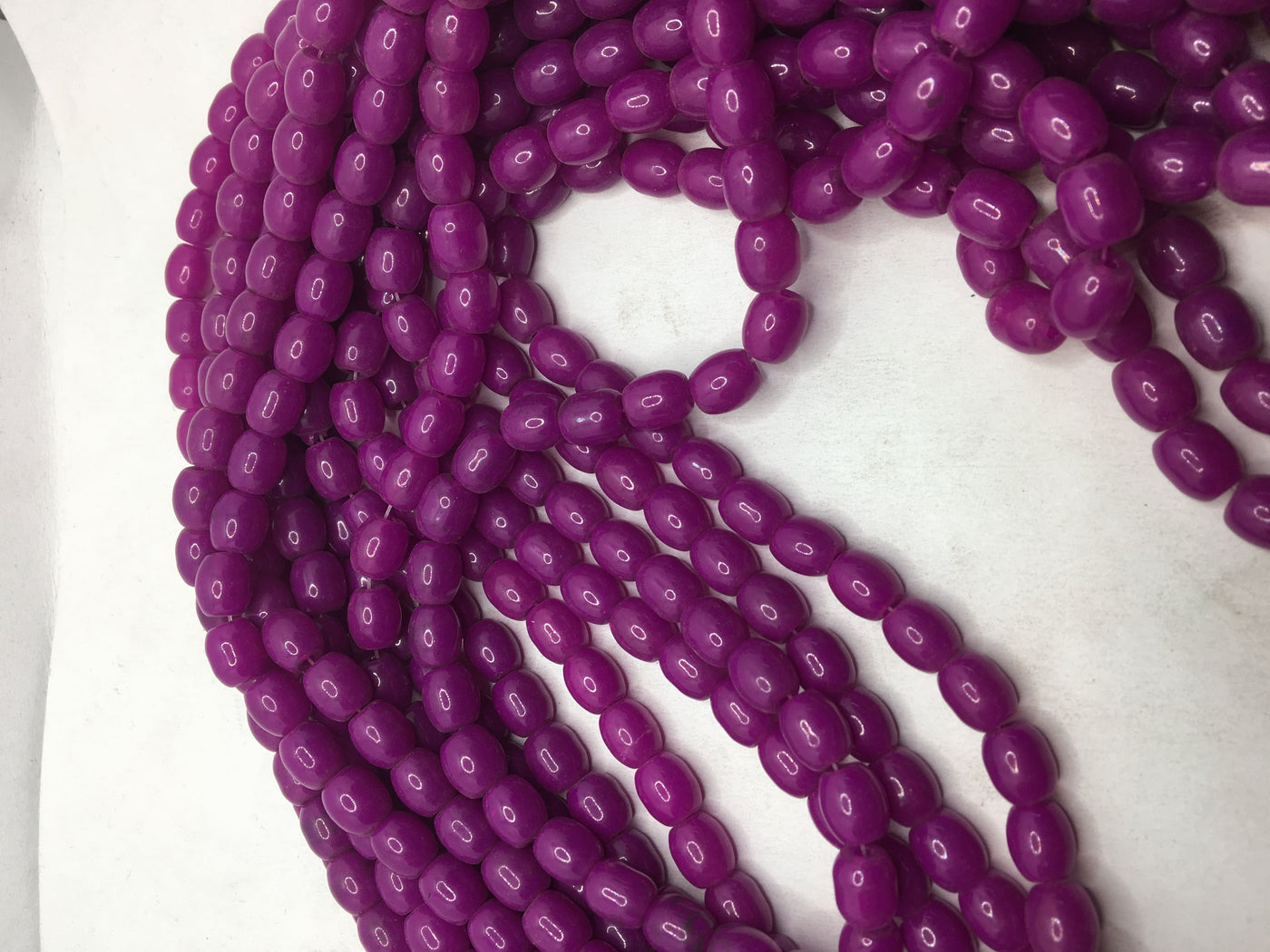 Bright Purple Oval Glass Beads