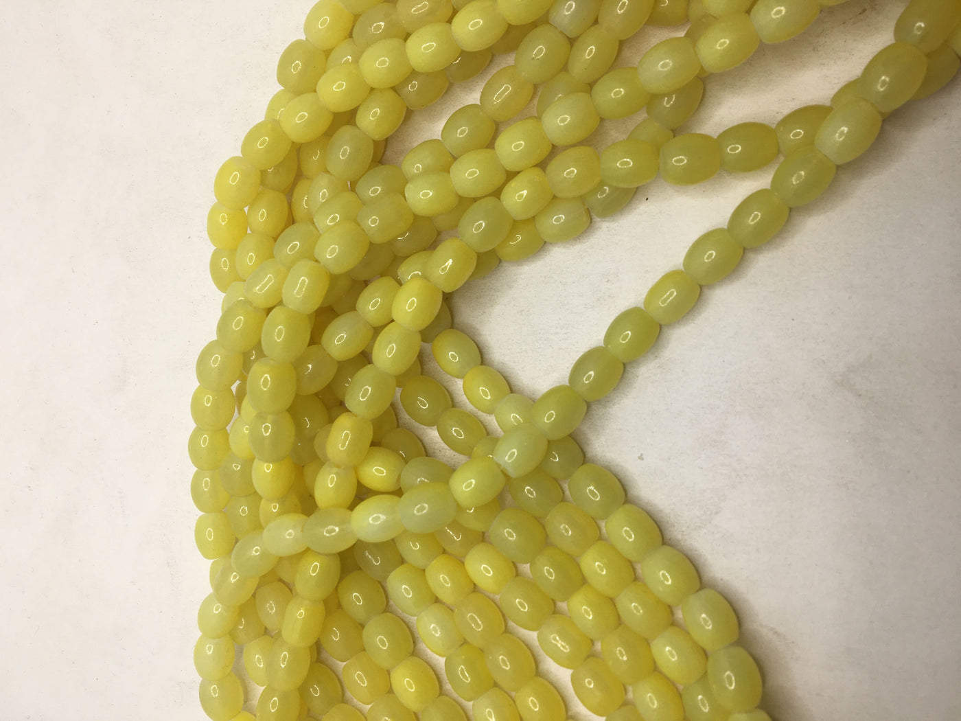 Yellow Oval Glass Beads