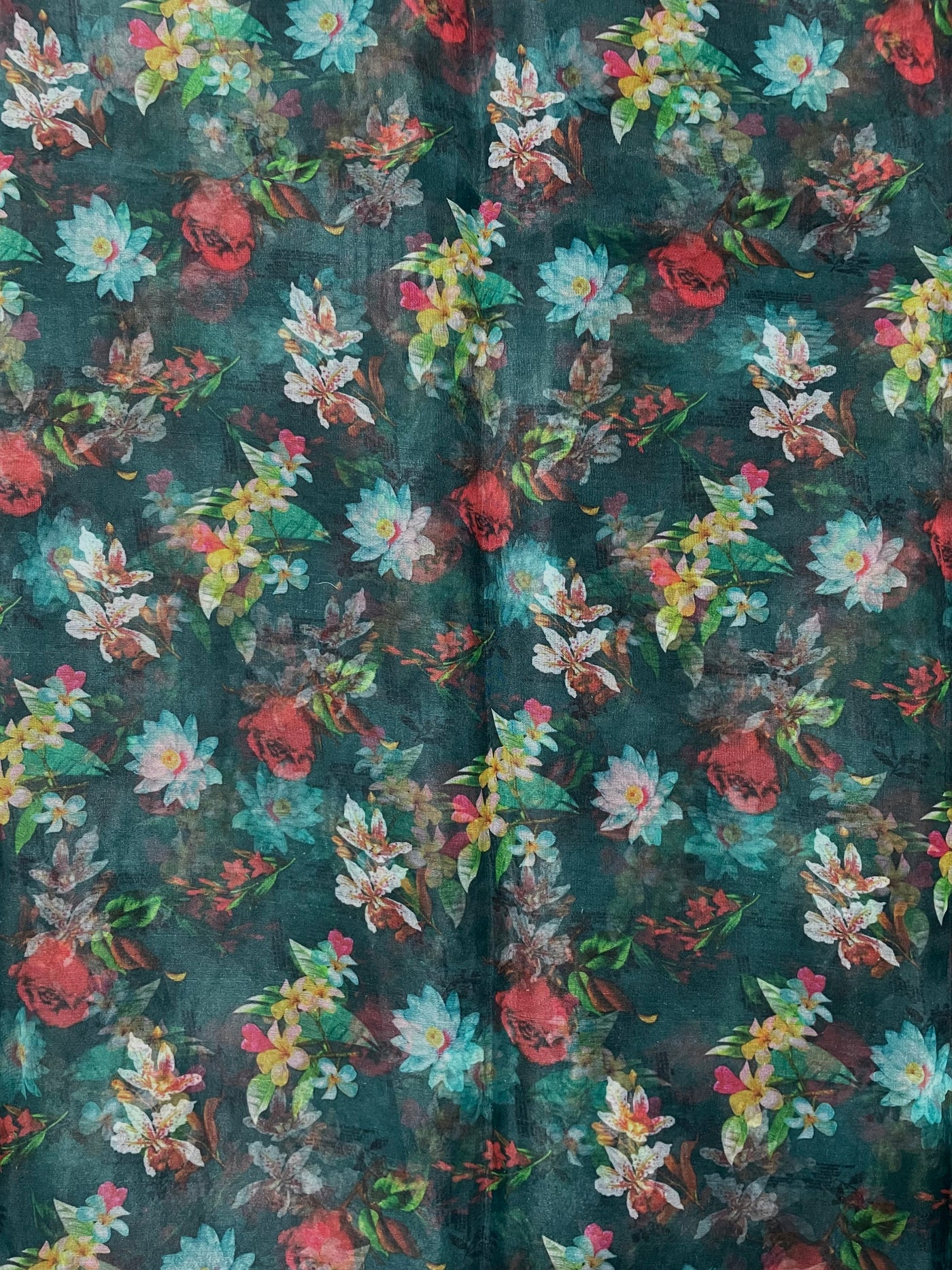 Multicolor Floral Printed Organza Fabric