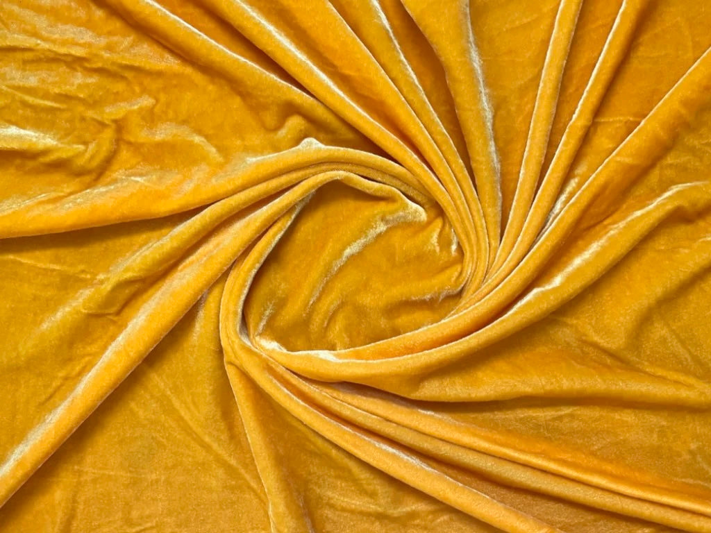 Yellow Plain Viscose Micro Velvet Fabric