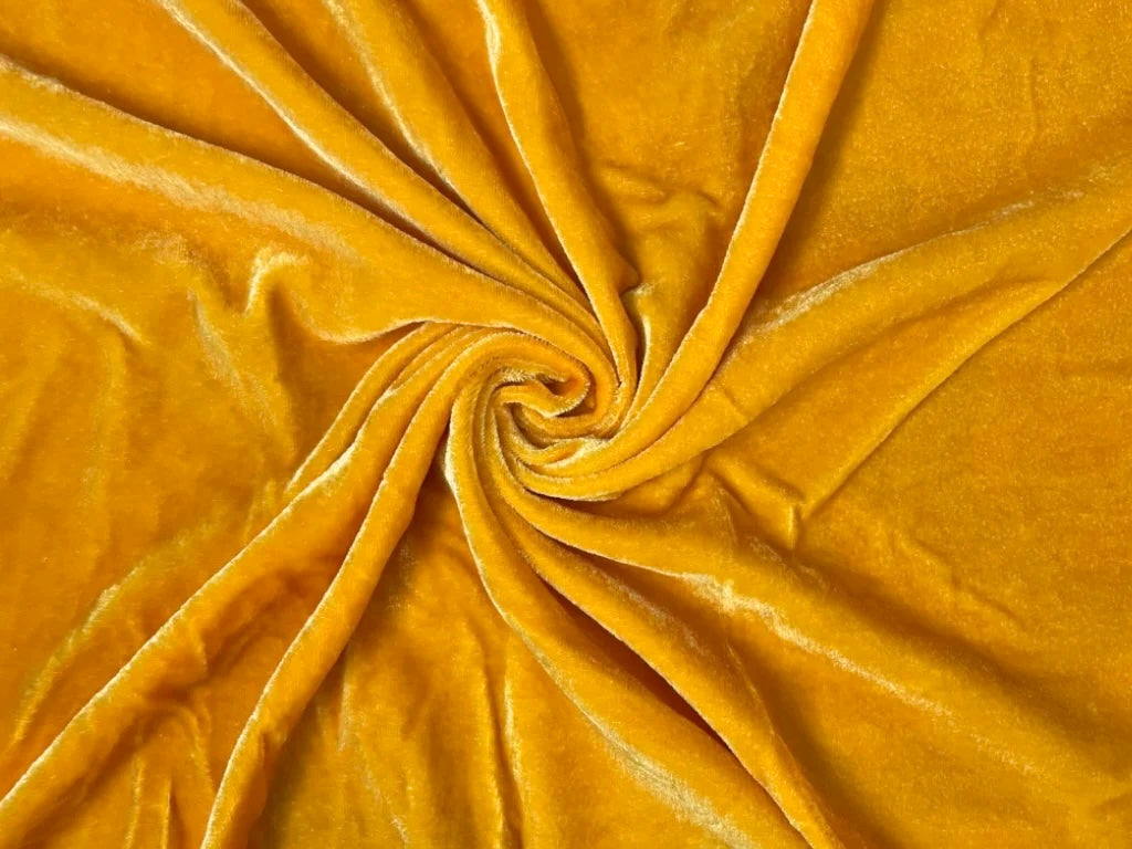 Yellow Plain Viscose Micro Velvet Fabric