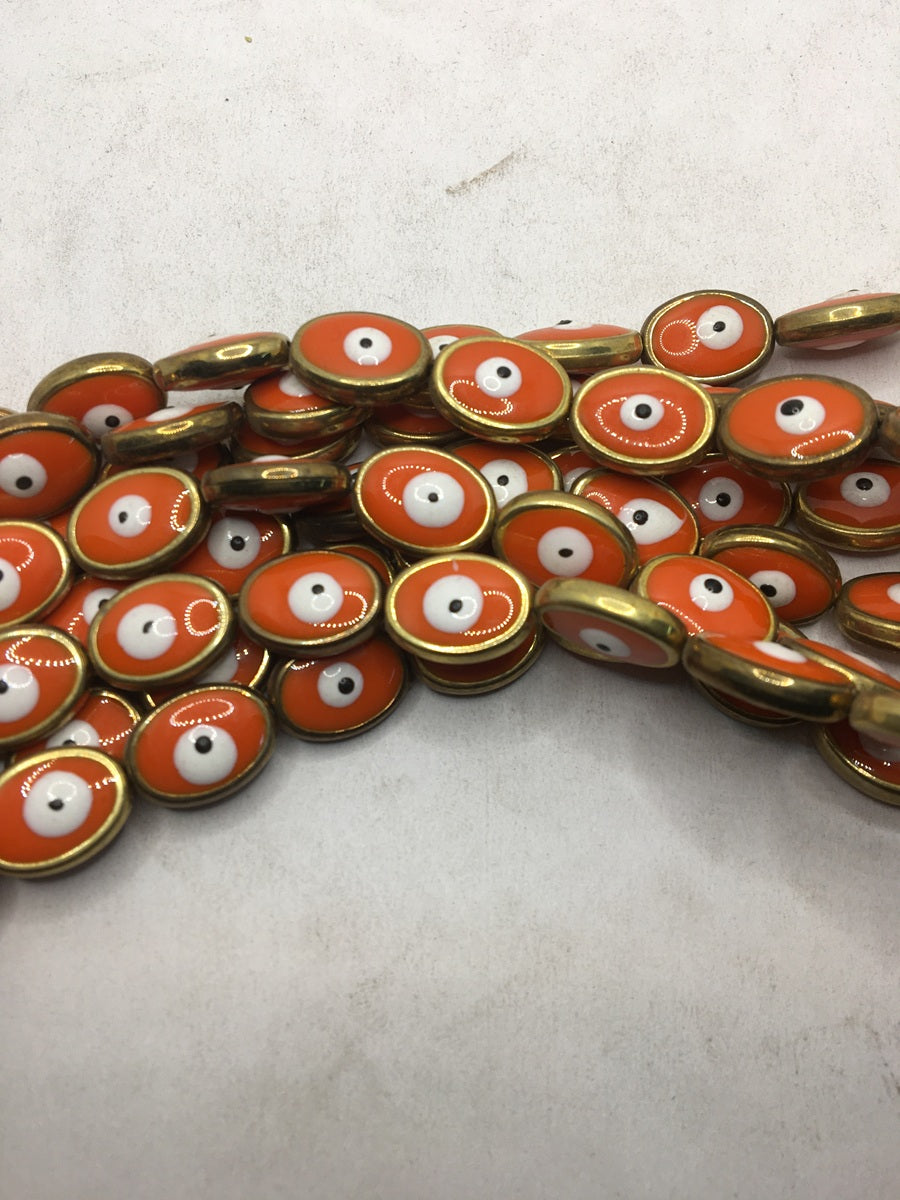 Orange Oval Evil Eye Plastic Bead Strings
