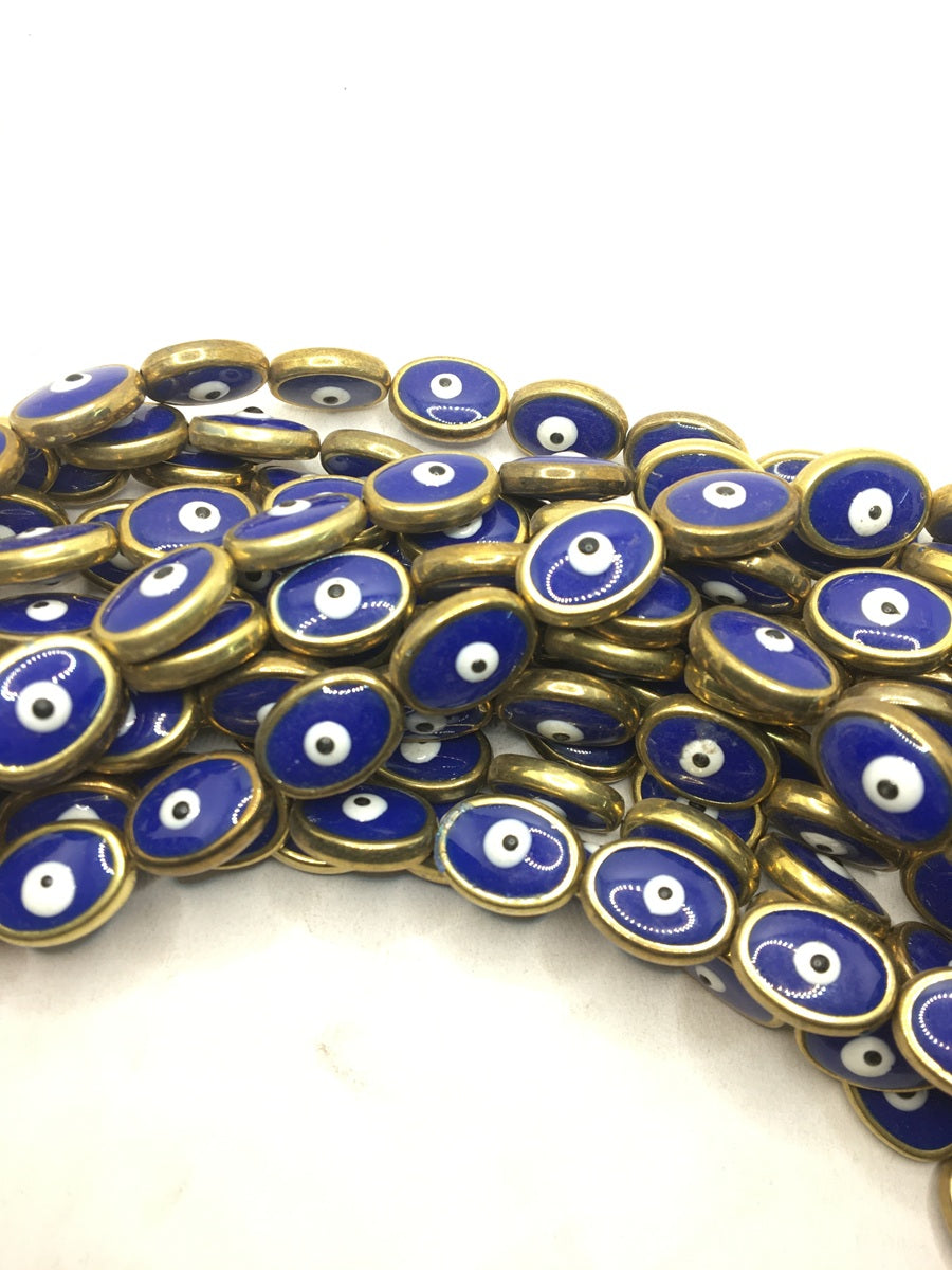 Dark Blue Oval Evil Eye Plastic Bead Strings