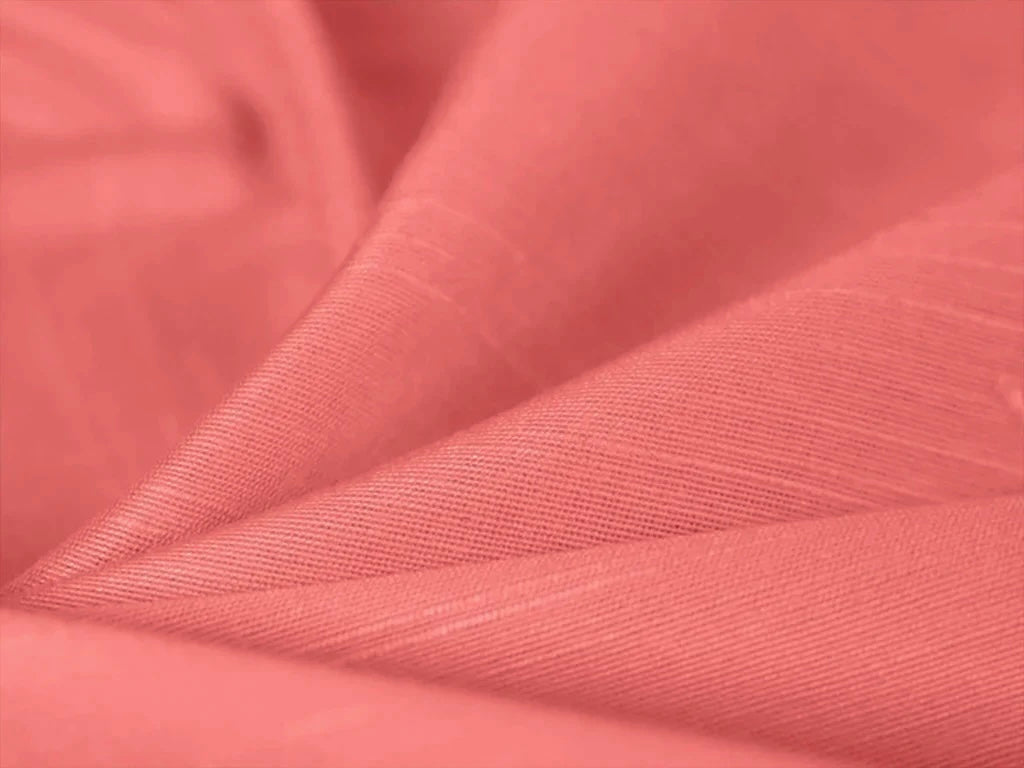 Salmon Red Plain Bangalore Raw Silk Fabric