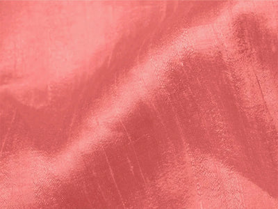 Salmon Red Plain Bangalore Raw Silk Fabric