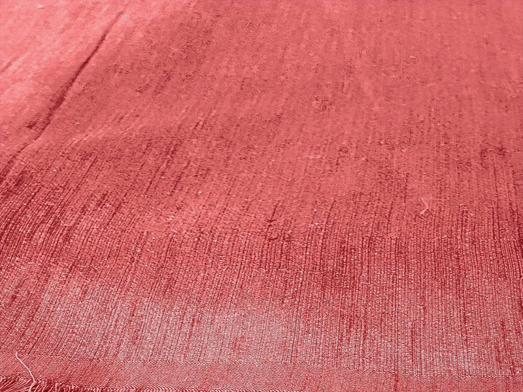 Salmon Red Plain Bangalore Raw Silk Fabric