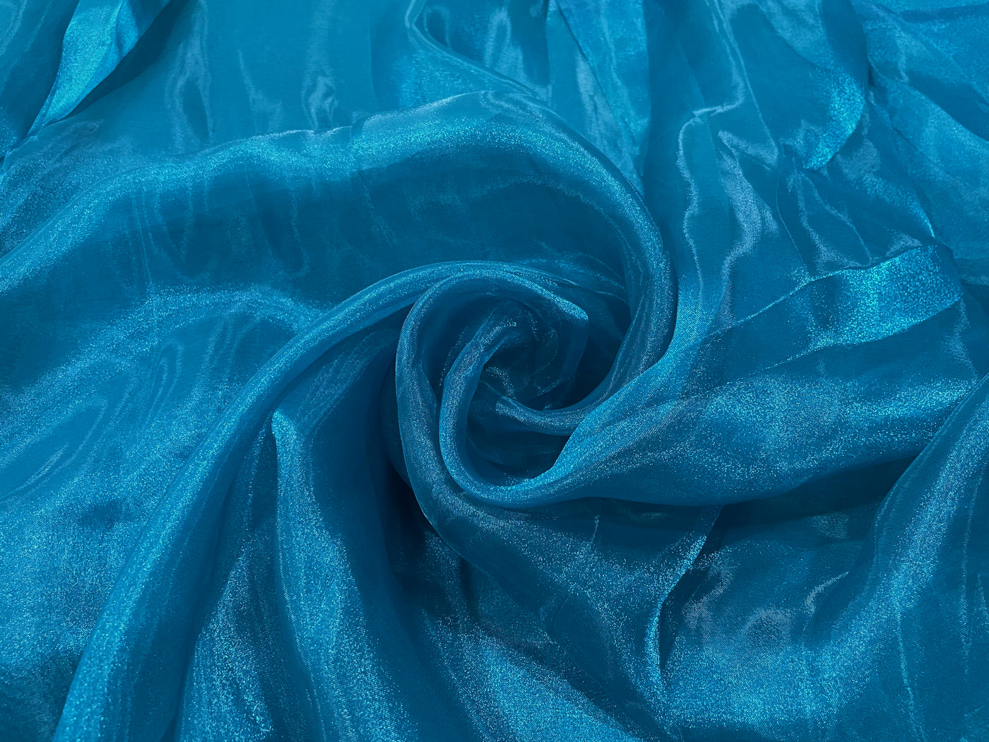 Peacock Blue Plain Organza Fabric