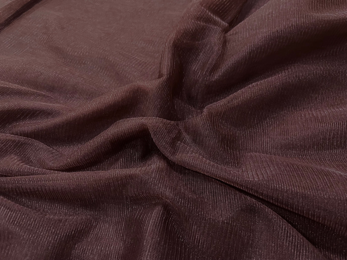 Coffee Brown Plain Soft Net Fabric