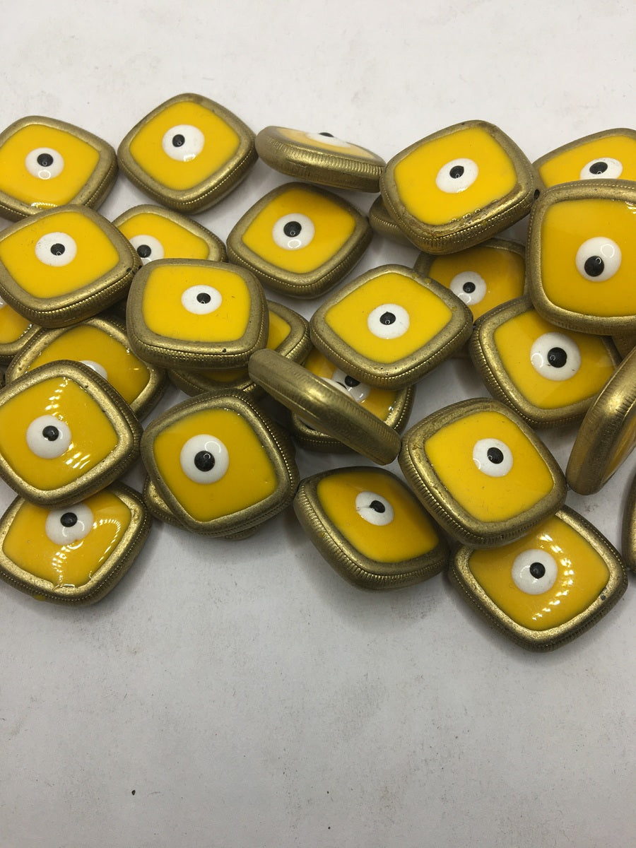 Mustard Diamond Evil Eye Plastic Bead Strings
