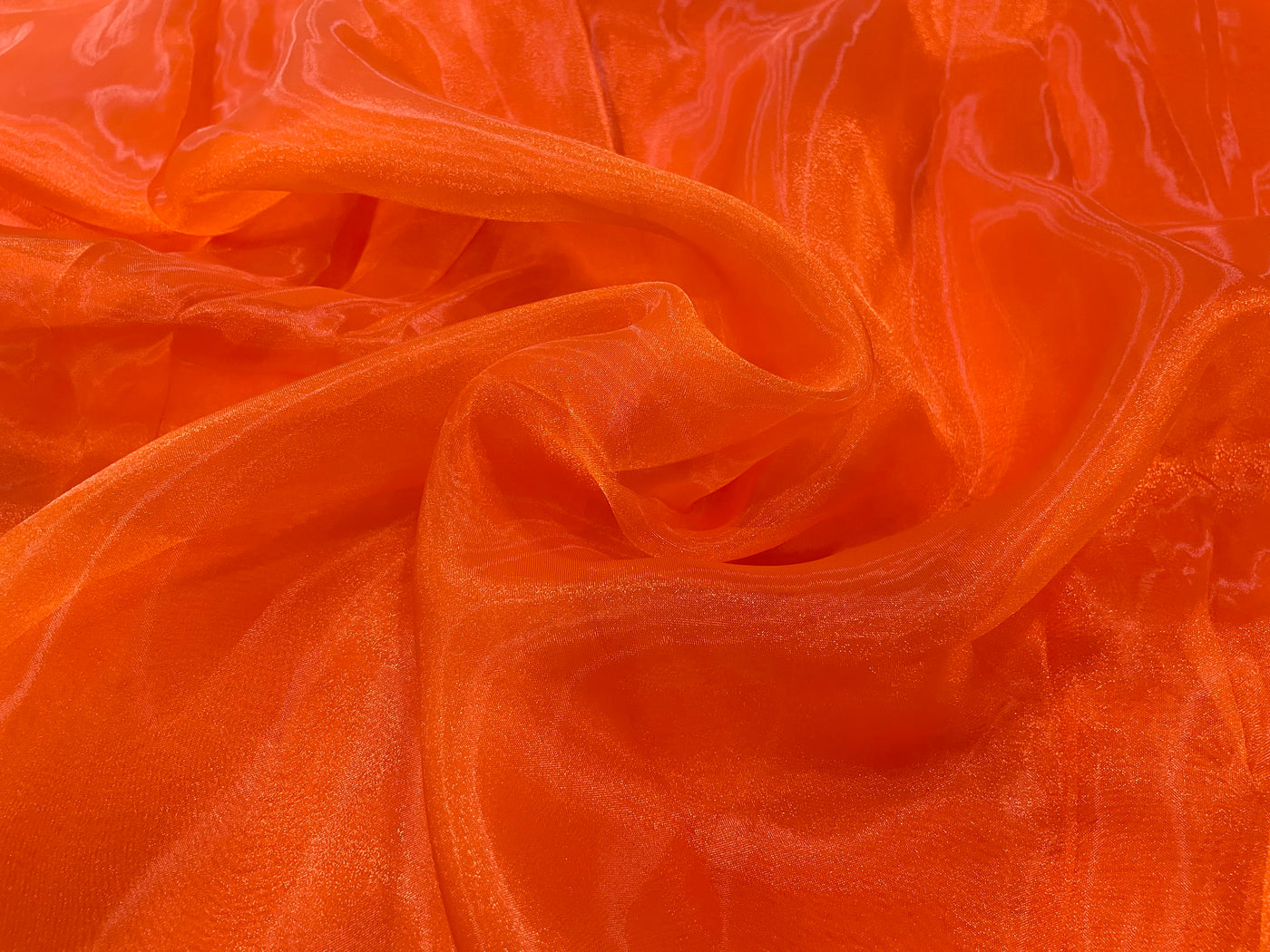 Orange Plain Organza Fabric