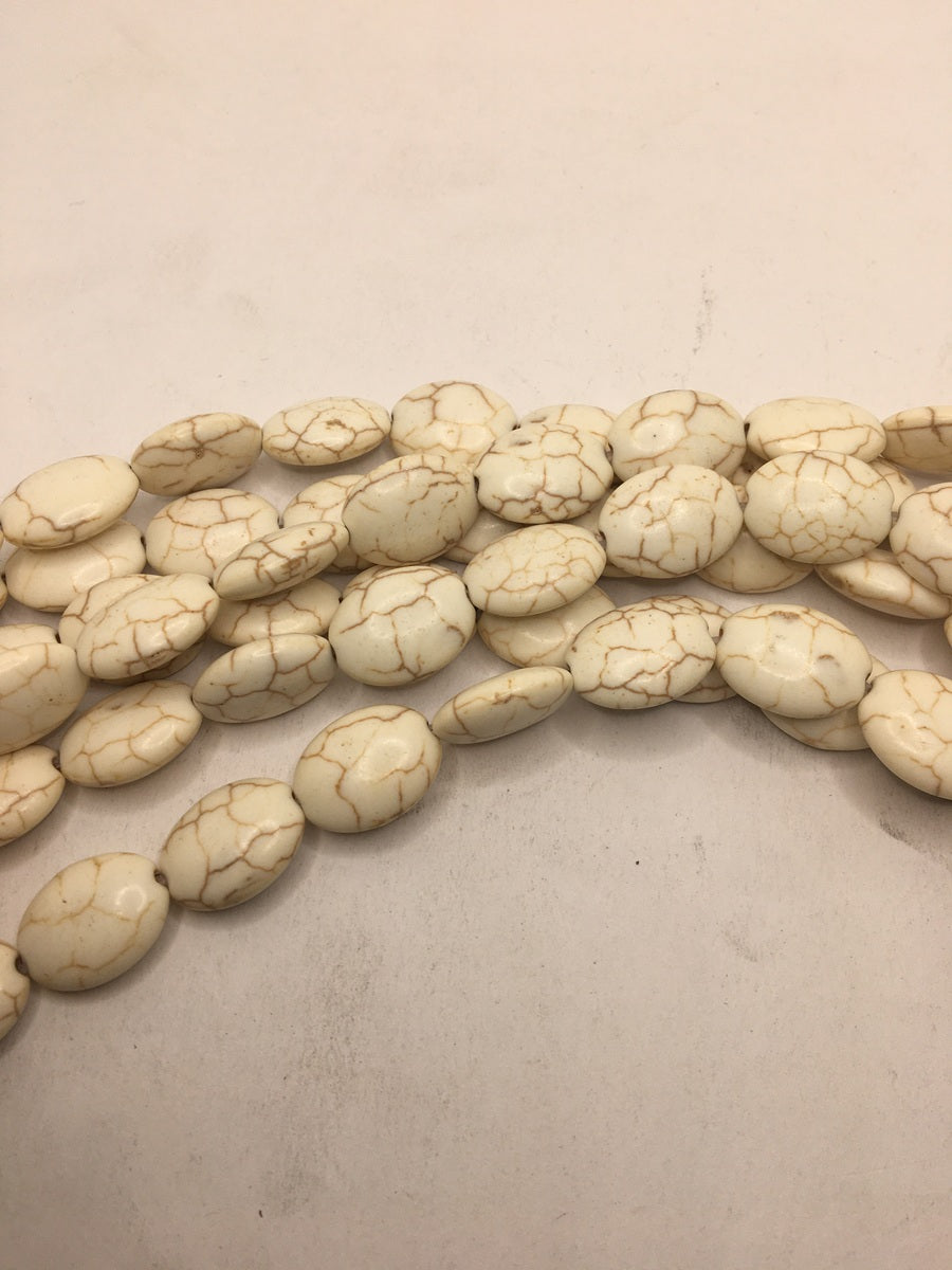 White Designer Oval Glass Beads