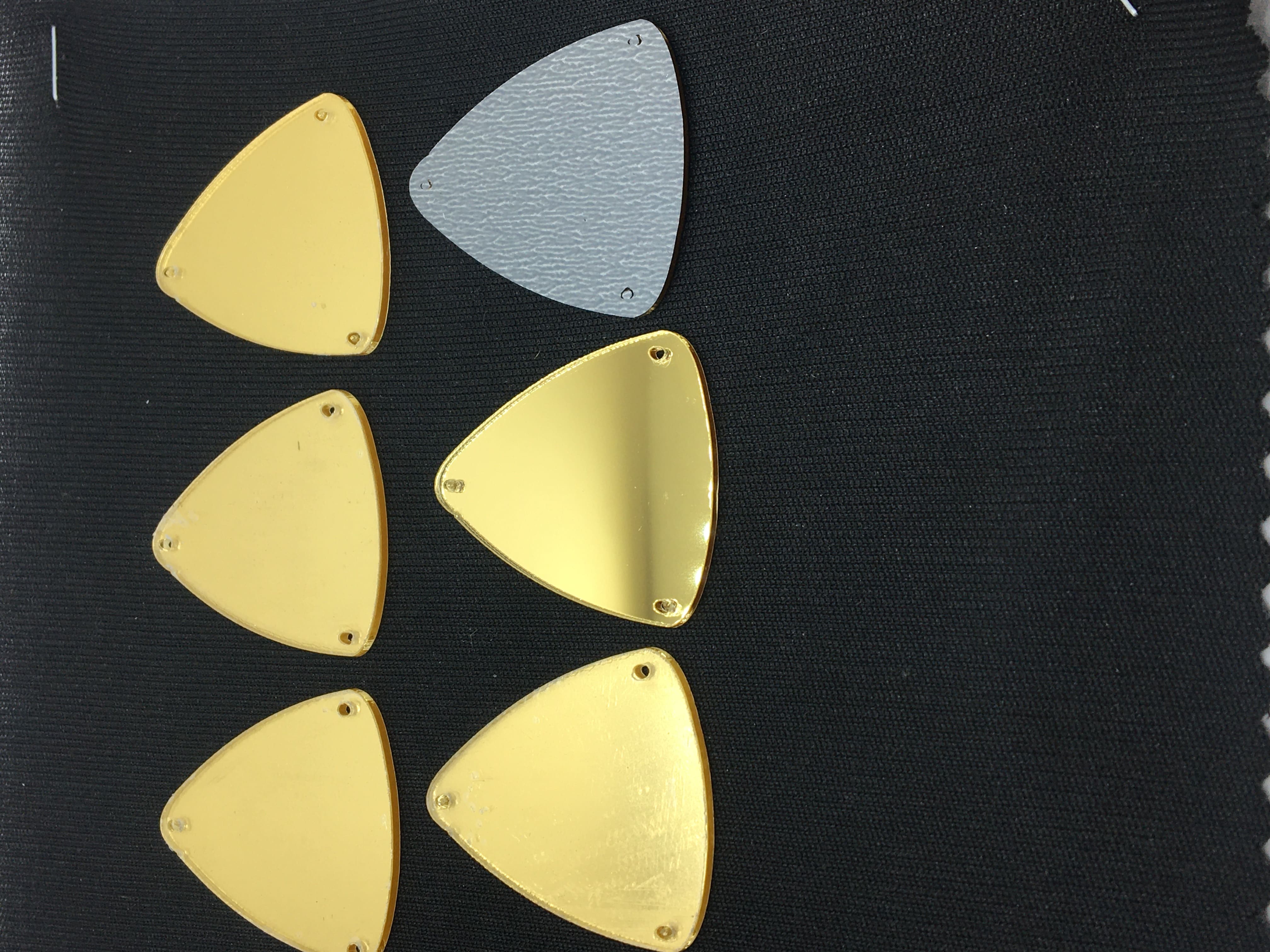 Golden Rounded Triangular Acrylic Mirrors