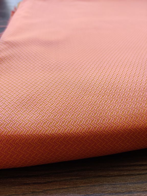 Orange & Golden Dual Shaded Self Textured Jacquard Fabric