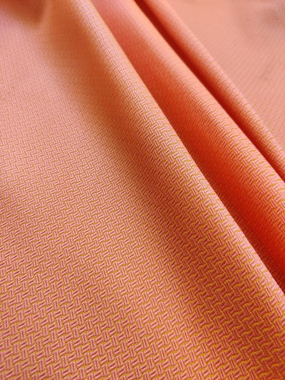 Orange & Golden Dual Shaded Self Textured Jacquard Fabric