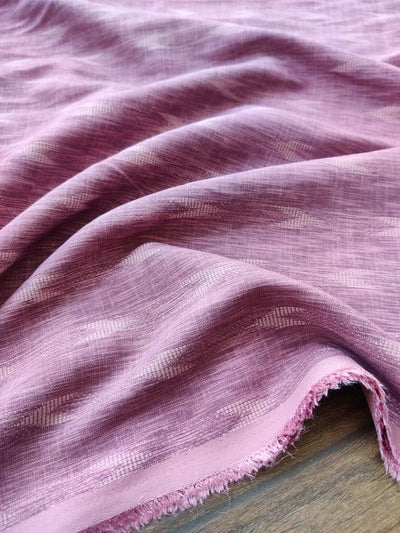 Purple Motifs Printed Handloom Cotton Ikkat Fabric