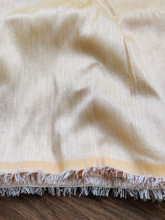 Precut Cream & Yellow Stripes Mulberry Silk Fabric