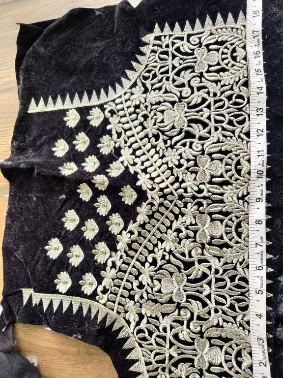 Black Zari Embroidered Velvet Patch
