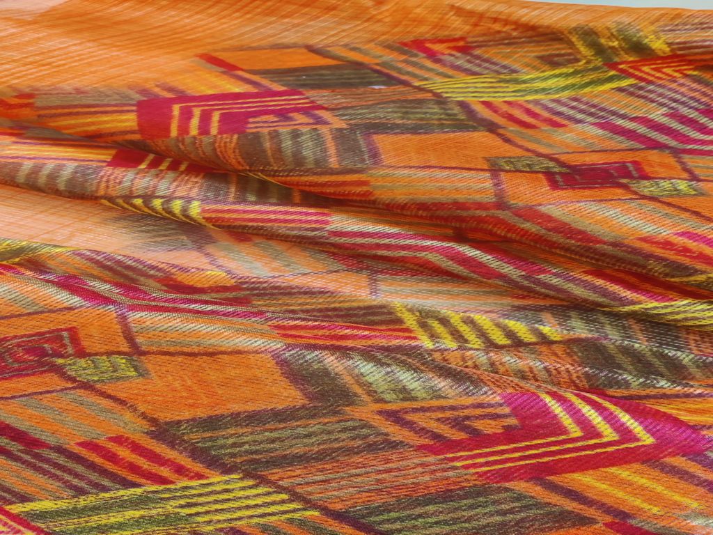 Precut Of 5 Meters Multicolor Abstract Kota Doria Fabric
