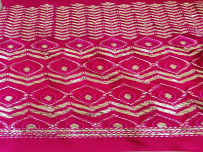 Pink & Silver Traditional Faux Embroidered Gota Patti Georgette Fabric (Wholesale)