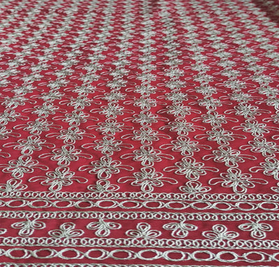 Red & Silver Abstract Dori Georgette Fabric