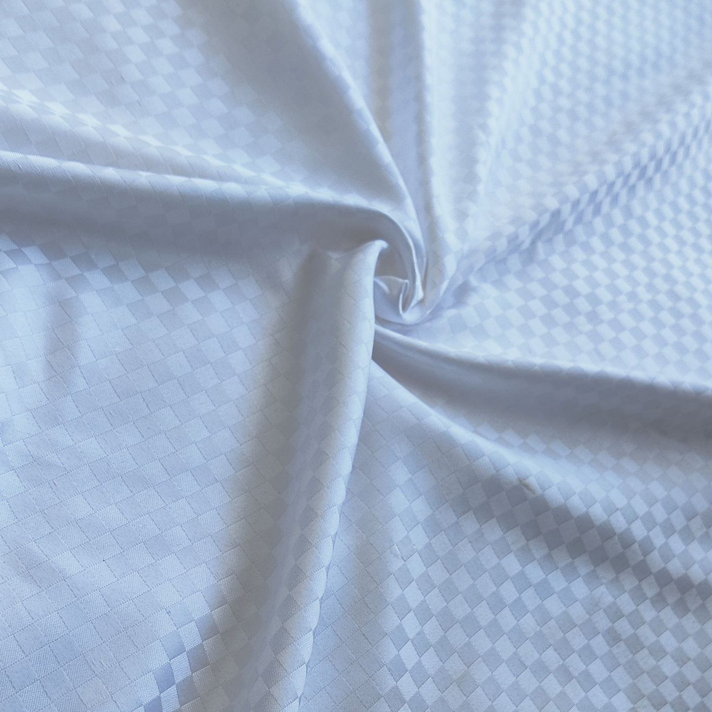 White Checks Cotton Jacquard Fabric