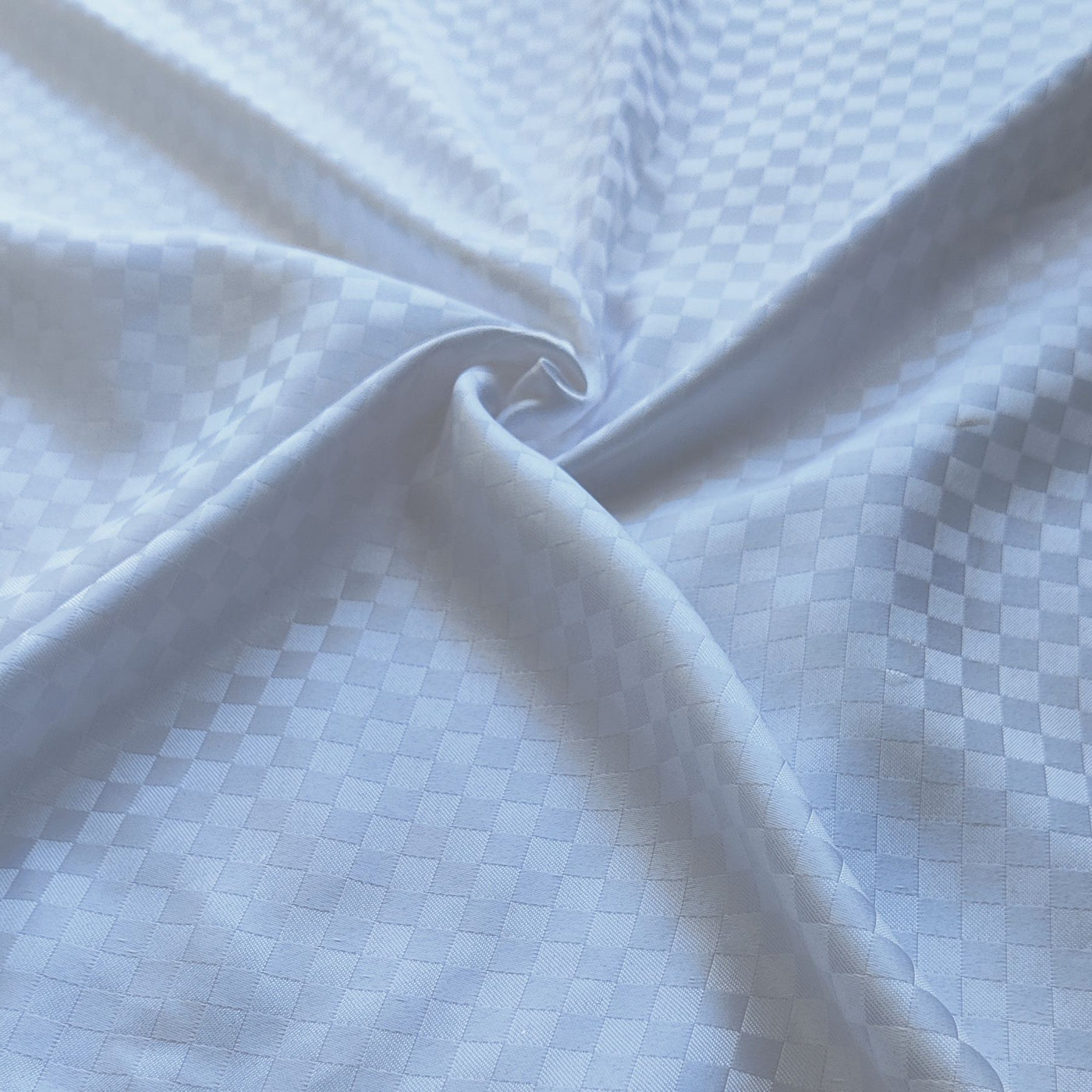 White Checks Cotton Jacquard Fabric