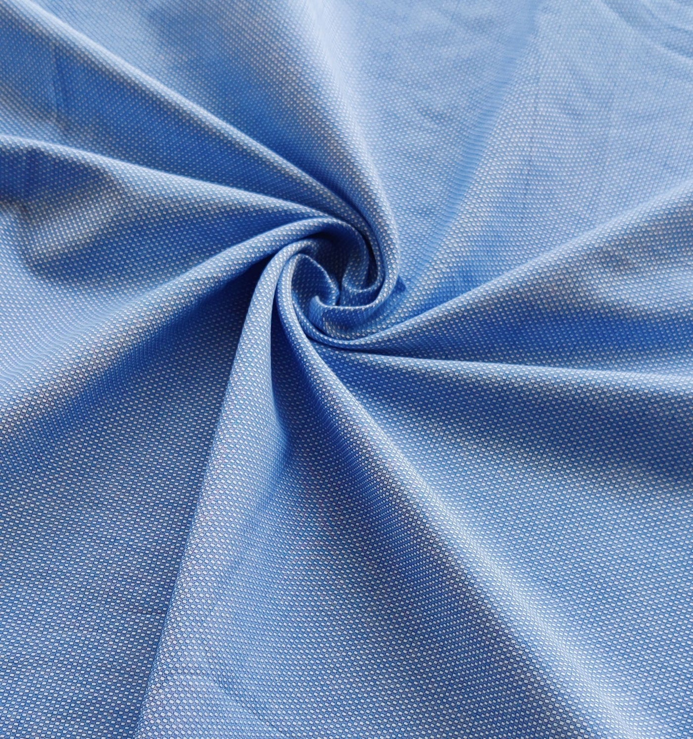 Blue & White Plain Self Weaved Cotton Fabric