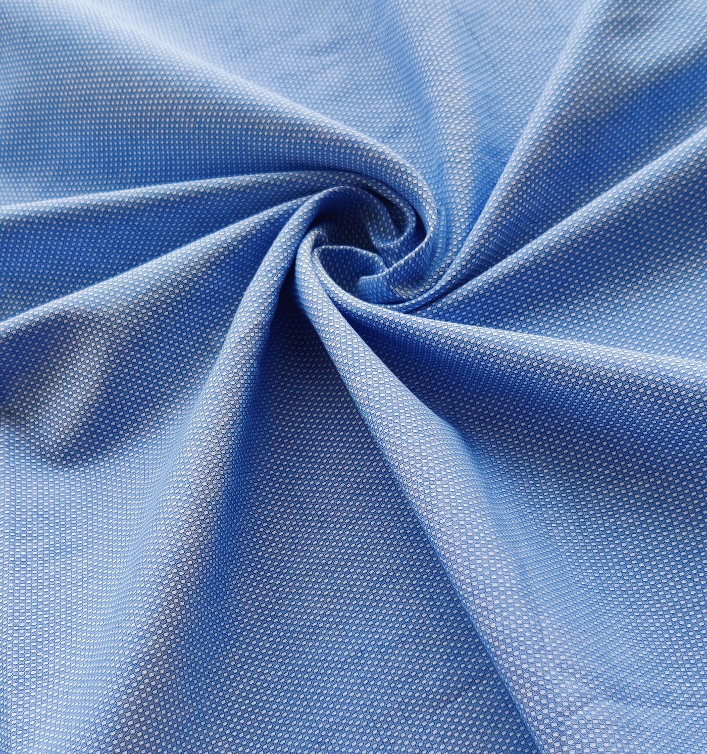 Blue & White Plain Self Weaved Cotton Fabric