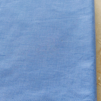 Blue & White Plain Self Weaved Cotton Fabric