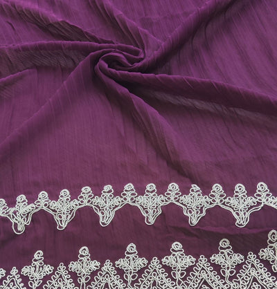 Precut Of 1.5 Meters Of Wine Traditional Pleated Dori work Georgette Fabric