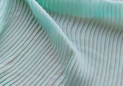 Precut Mint Green Stripes Pleated Georgette Fabric