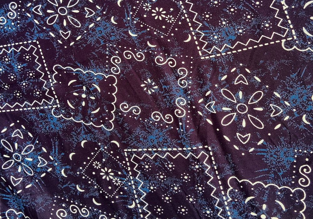 Precut Of 0.3 Meters Of Blue Floral Printed Rayon Fabric