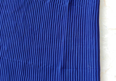 Precut Of 2.5 Meters Of Dark Blue Stripes Pleated Georgette Fabric