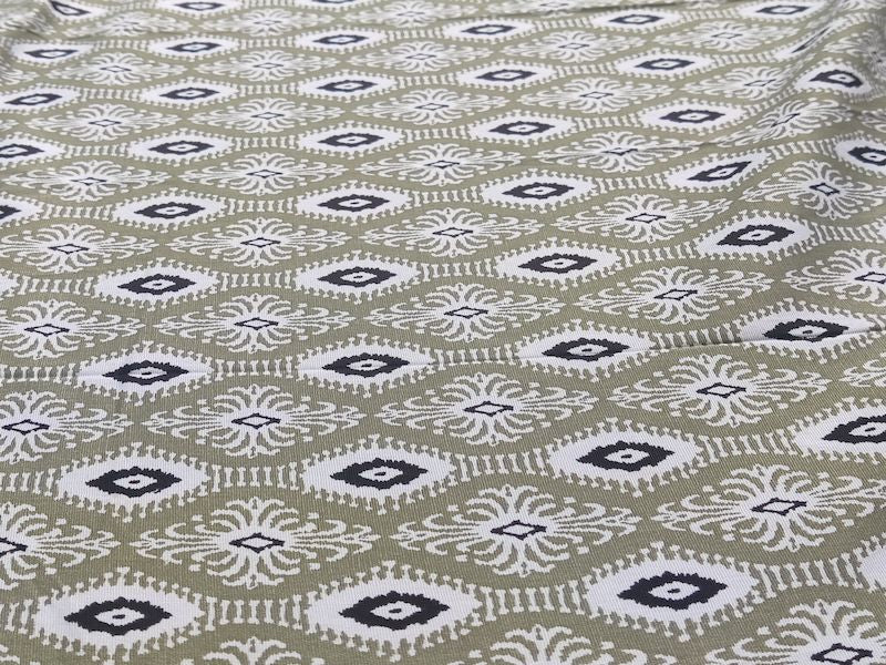 Precut Of 1 Meters Of Sage Green Motifs Printed Rayon Fabric