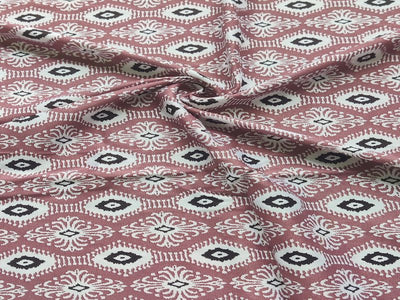 Precut Of 0.32 Meters Of Dusty Mauve Motifs Printed Rayon Fabric