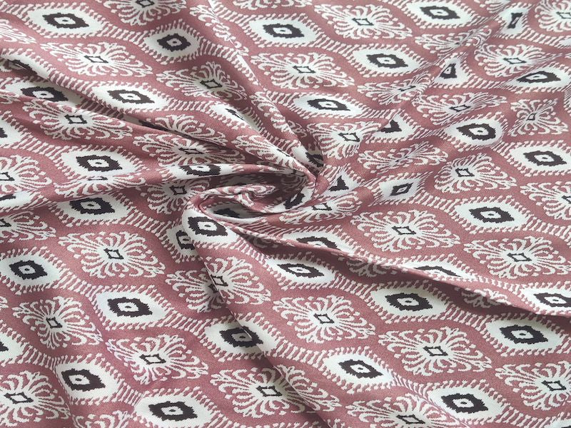 Precut Of 0.32 Meters Of Dusty Mauve Motifs Printed Rayon Fabric