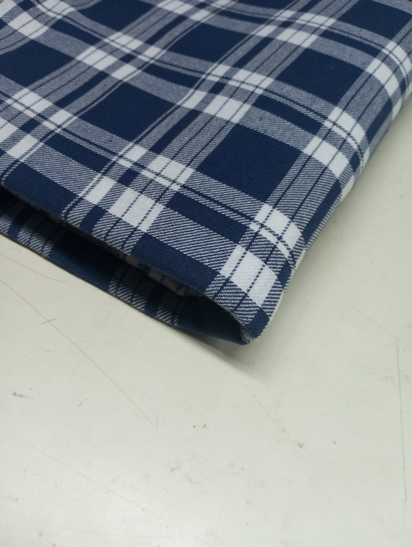 Navy Blue Checks Yarn Dyed Cotton Fabric