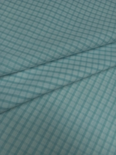 Light Blue Checks Yarn Dyed Cotton Fabric